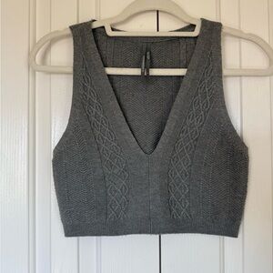 Anthropologie Gray Textured Knit Cropped Vest